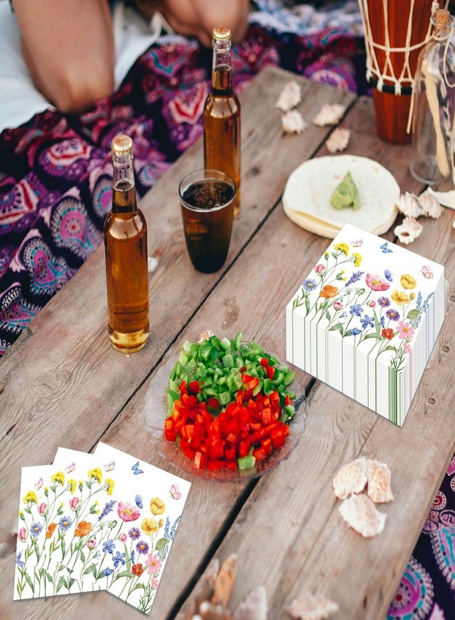 Merriva 50 Count Wild Flowers Floral Paper Napkins, Disposable Spring Garden Party Cocktail Napkins for Birthday, Baby Shower, Wedding, Garden Tea Party, Easter, and Picnic Table Decorations - Image 4